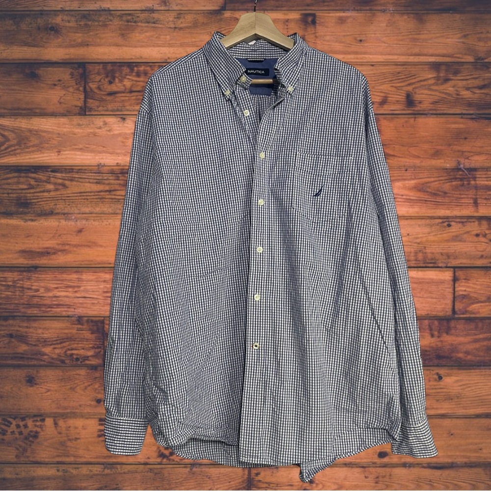 5 for $25🔥Nautica Blue Plaid Long Sleeve Shirt XL‎